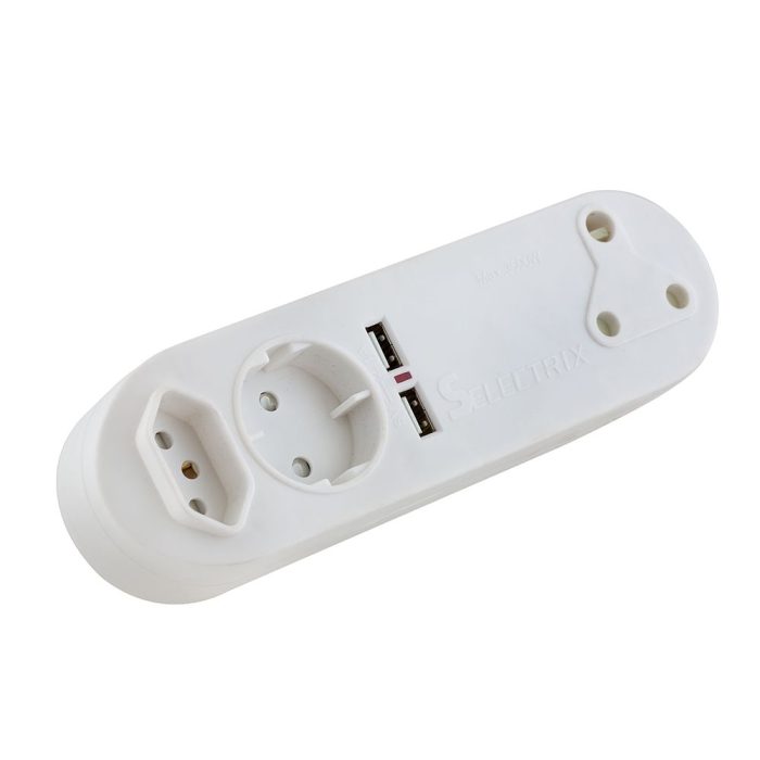 EP33K - 1X FLAT + 1X SCHUKO 16A + 2 USB + 1X 3PIN 16A ADAPTOR