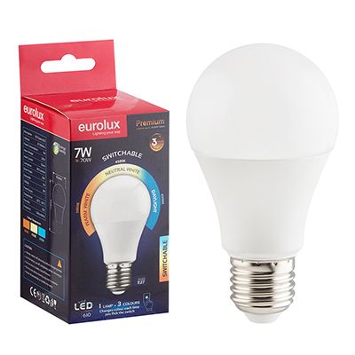 G1035ES - A60 Opal Switchable Globe E27 LED 7w