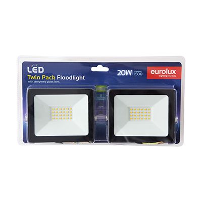 FS278BP - LED 20w Floodlight 4000K Black Twin Blister