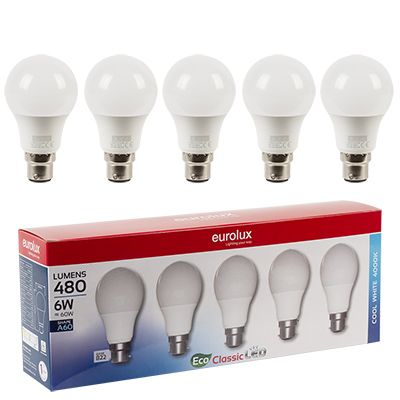 G1101BC - LED A60 Classic B22 6w 4000K 5 Pack