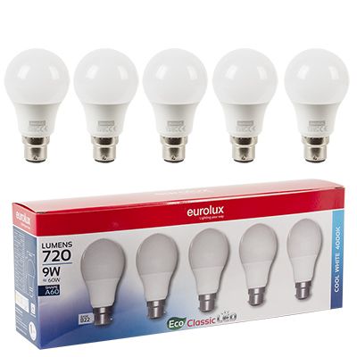 G1102BC - LED A60 Classic B22 9w 4000K 5 Pack