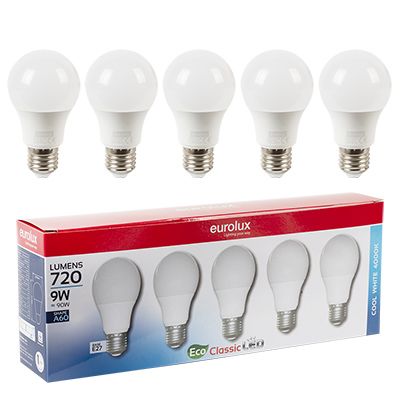 G1102ES - LED A60 Classic E27 9w 4000K 5 Pack