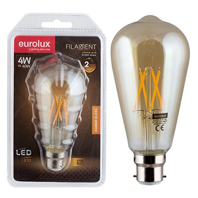 G513BC - LED Amber Filament Pear Nipple B22 4w