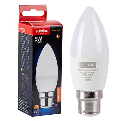 G1037BWW - LED Candle 5w B22 5w Dimmable WW Opal