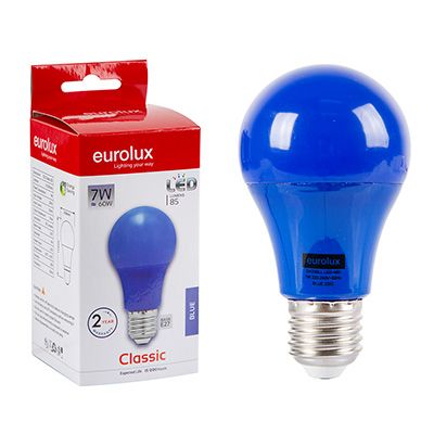 G433BLL - LED Coloured A60 Globe E27 7w Blue