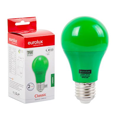 G433GNL - LED Coloured A60 Globe E27 7w Green