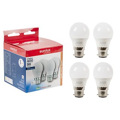 G1104BC - LED Golfball B22 5w 3000K 4 Pack