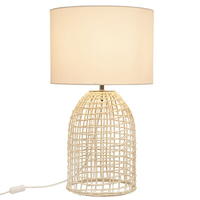 T654W - Zanie WH Table Lamp White Woven Rattan with Fabric Shade